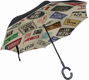 Oyihfvs Double Layer Inverted Umbrella, With C-Shaped Handle Windproof UV Proof Durable Parasol, For Men Women Outdoor Folding Rain Sun