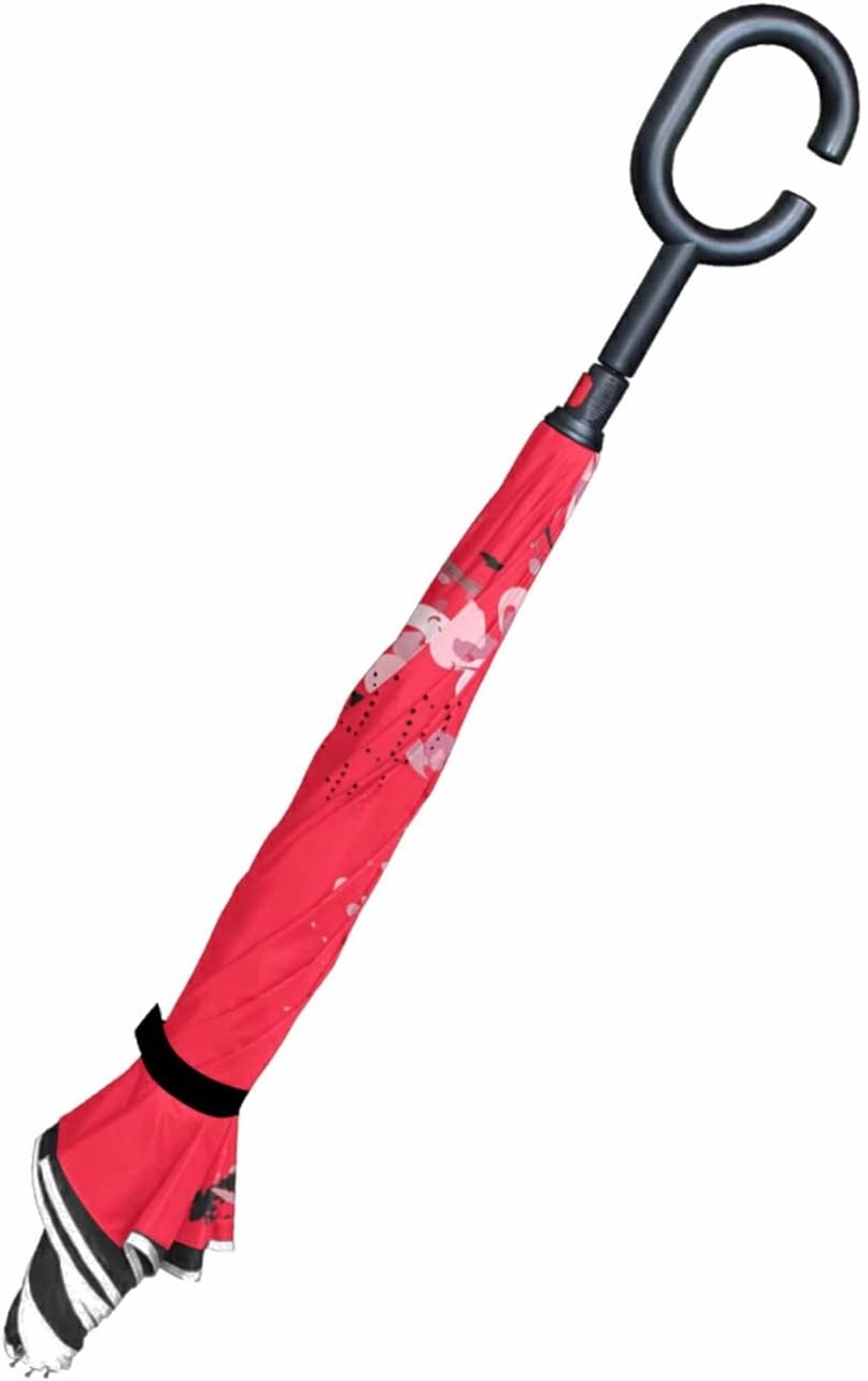 Oyihfvs Double Layer Inverted Umbrella, With C-Shaped Handle Windproof UV Proof Durable Parasol, For Men Women Outdoor Folding Rain Sun