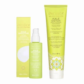 Pacifica Kale Detox Deep Cleansing Face Wash   Kale Smoothie Refining Lotion Set of 2– Pore-Minimizing Skincare Duo for Oily & Combination Skin, Niacinamide & Super Greens, 100% Vegan & Cruelty-Free