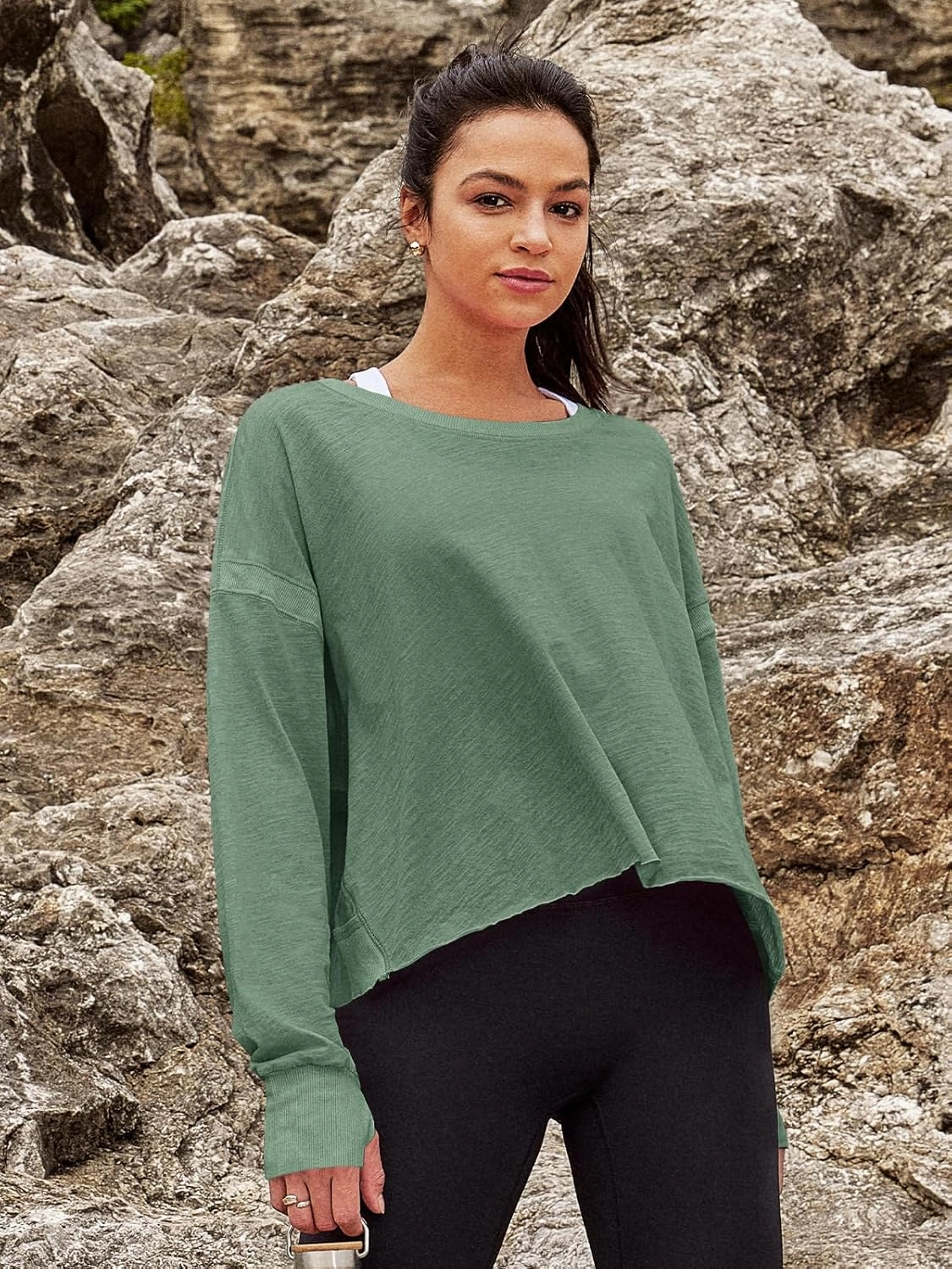 Panadila Womens Open Back Workout Top Long Sleeve Athletic Shirts Casual Crop Running Tee Y2k Yoga