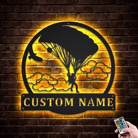 Parachuting Skydiving Metal Sign LED Lights V2, Custom Parachuting Skydiving Metal Sign, Skydiving Neon Metal Wall Decor,Skydiving Neon Sign