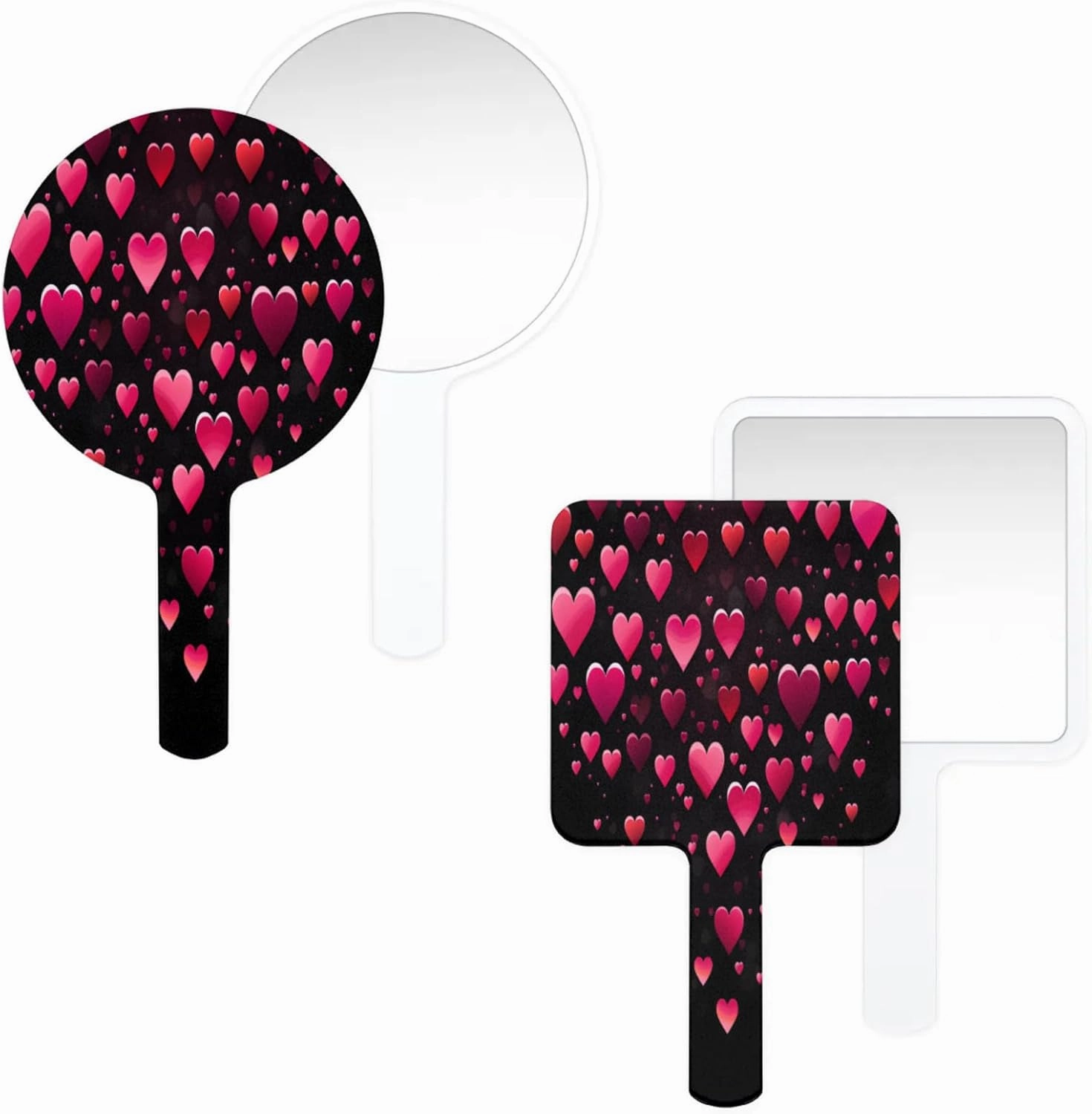 Pardick Compact Square Handheld Travel Mirror - 6.2x3.6 Inches, Ultra-Portable & Crystal-Clear, Cute Stuff for Women, Fantastic Valentine Heart Makeup Mirror