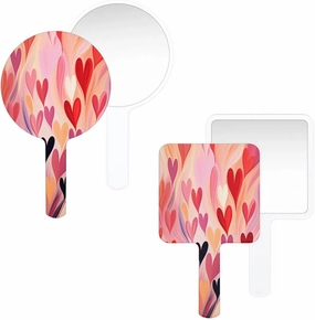 Pardick Compact Square Handheld Travel Mirror - 6.2x3.6 Inches, Ultra-Portable & Crystal-Clear, Cute Stuff for Women, Graffiti Valentine Heart Makeup Mirror