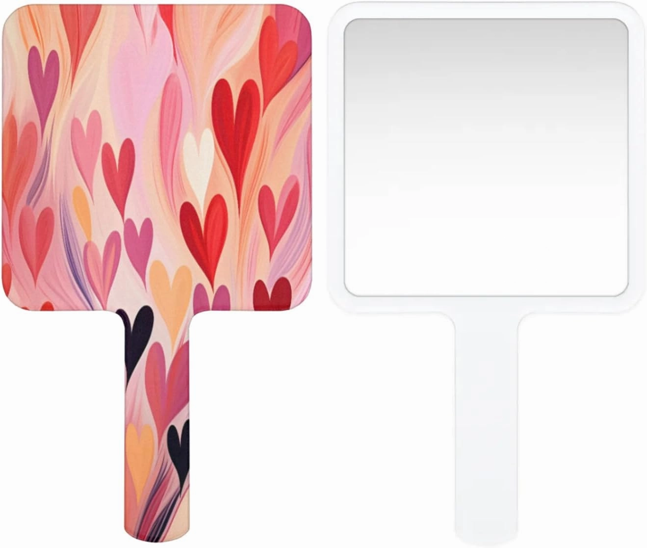 Pardick Compact Square Handheld Travel Mirror - 6.2x3.6 Inches, Ultra-Portable & Crystal-Clear, Cute Stuff for Women, Graffiti Valentine Heart Makeup Mirror