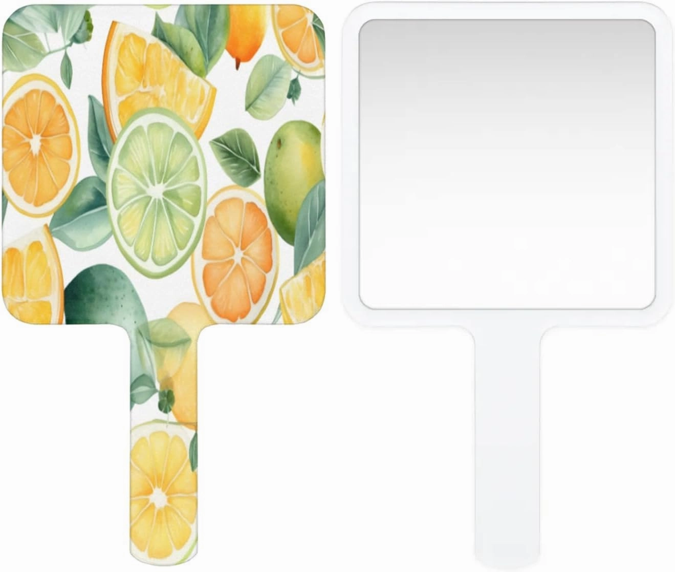 Pardick Compact Square Handheld Travel Mirror - 6.2x3.6 Inches, Ultra-Portable & Crystal-Clear, Cute Stuff for Women, Lime Fruit Makeup Mirror