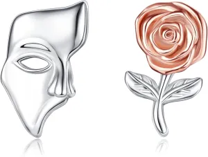 Phantom of the Opera/Comedy and Tragedy Mask Earrings S925 Sterling Silver Stud Earrings Jewelry Gifts for Women Men