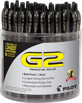Pilot, G2 Premium Gel Roller Pens, Bold Point 1 mm, Tub of 48, Black