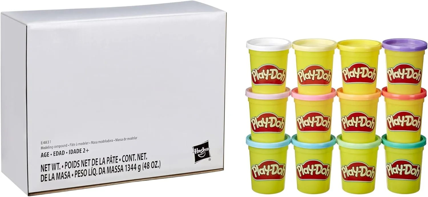 Play-Doh Pastel Colors Bulk 12-Pack of 4-Ounce Cans, Party Favors, Kids Arts & Crafts, Preschool Toys, Ages 2  (Amazon Exclusive)