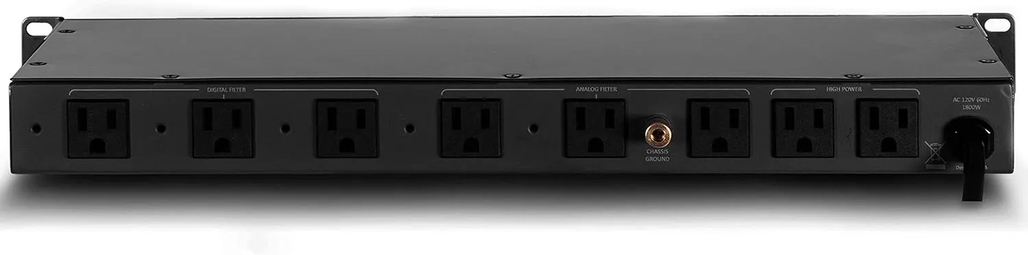 PMX-3300 Power Conditioner and Surge Sequencer 10 Protected Outlets and 3 Zones 15A with LED Voltmeter Display & Pullout Light Black