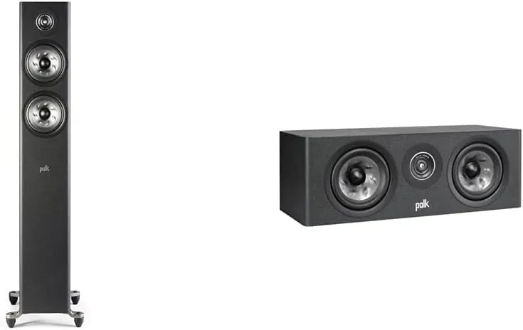 Polk Audio Reserve R500 Tower & R300 Center Speakers Bundle with 1" Tweeter and Dual 5.25" Woofers