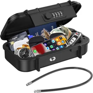 Portable Safe Box, Combination Lock Box with 4-Digit, Anti-Theft Travel Cash Box Featuring Detachable Chain for Gym, Hotel, Dorm, and Travel Use