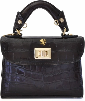 Pratesi Leather, Leather Bag for Women Lucignano Small Handbag K280/20 in cow leather - King Black