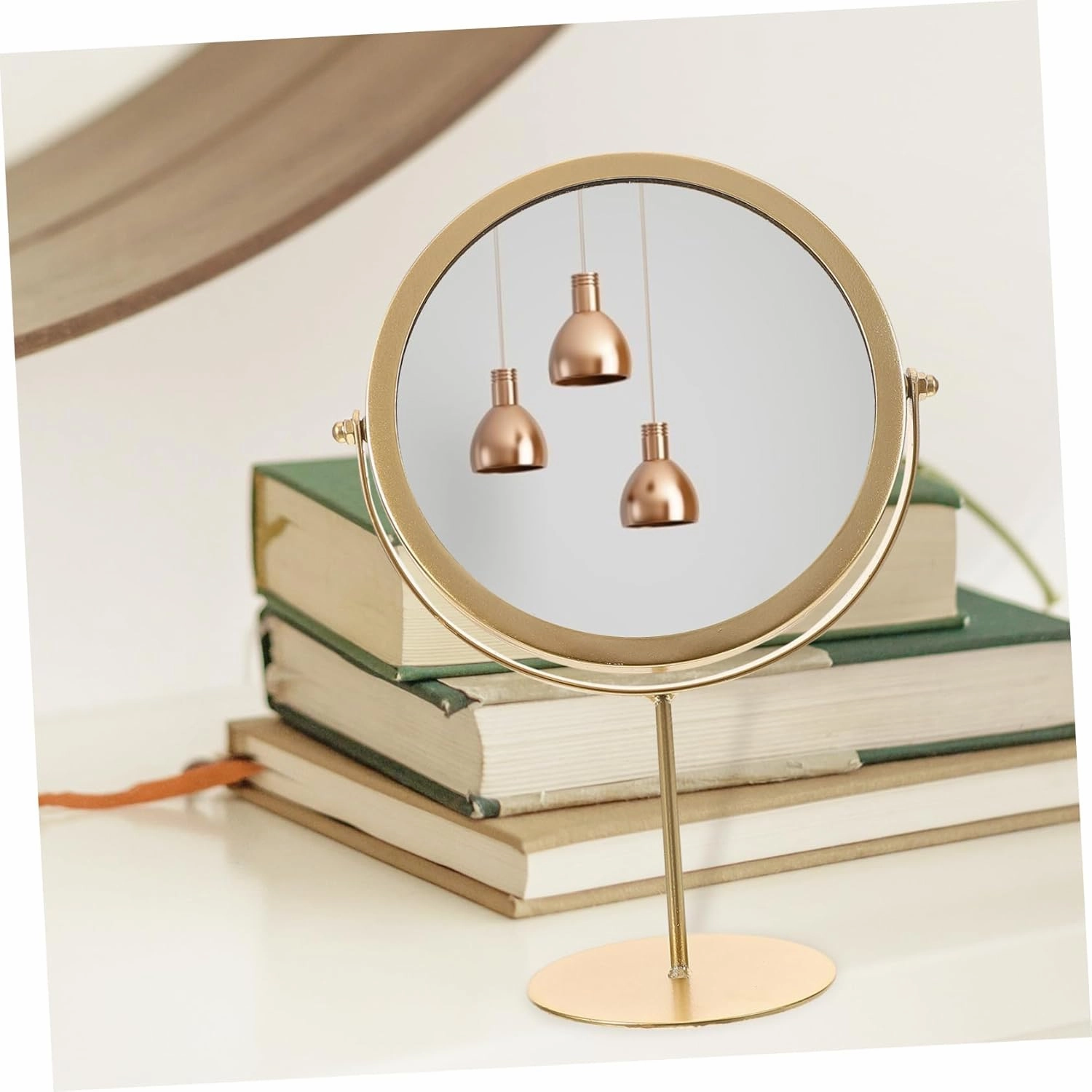 PRETYZOOM Round Modeling Mirror Girl Cosmetics Mirror Woman Makeup Mirror Decor Rotating Elegant High-Definition