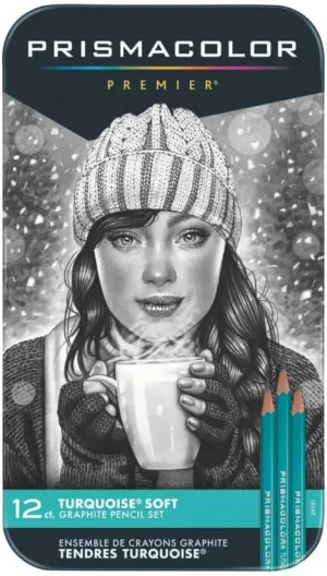 Prismacolor Premier Turquoise Graphite Sketching Pencils, Soft Leads, 12 Count