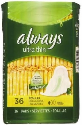 Procter & Gamble PGC30656 Always Pads Ultra Thin Regular Pad, 36 Count