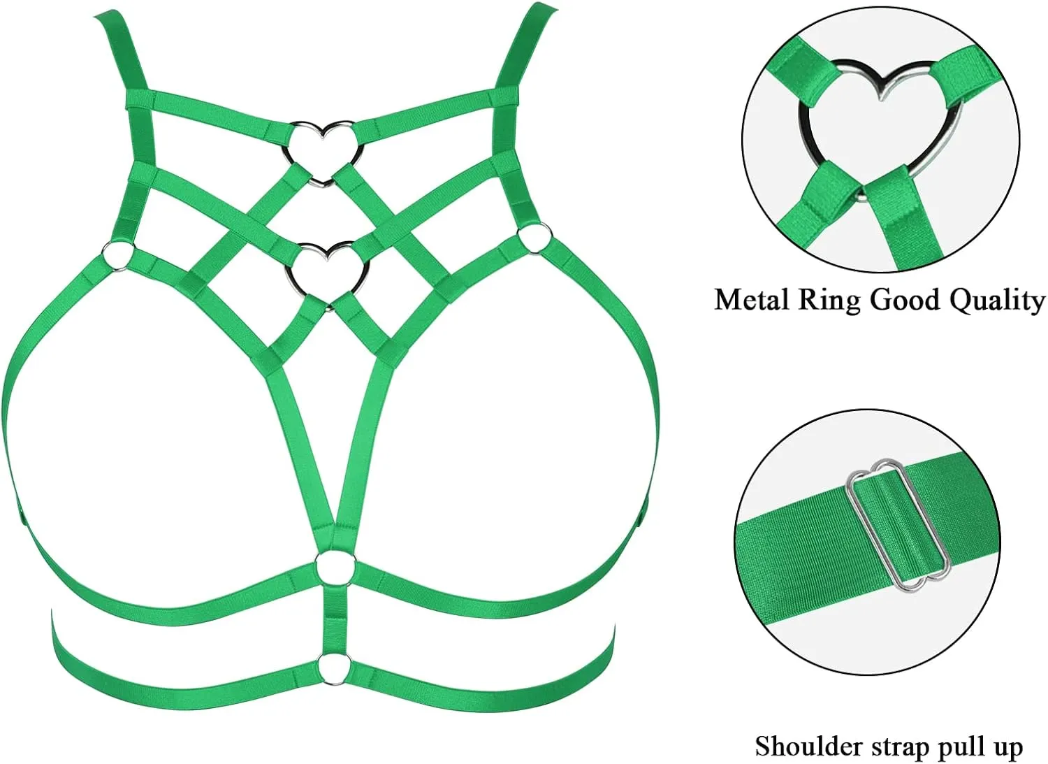 Punk Body Harness Gothic Lingerie Womens Plus Size Waist Cage Breast Hollow-Out Bra Strappy Tops Peach Shape at Chest Belts