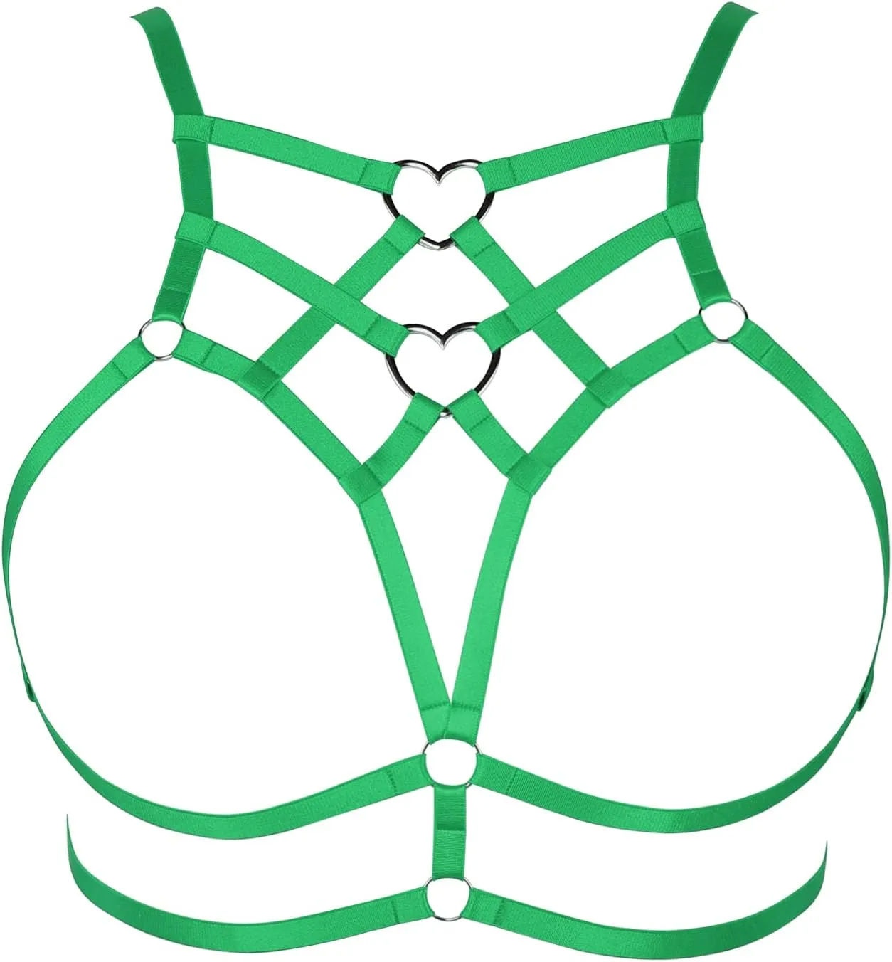 Punk Body Harness Gothic Lingerie Womens Plus Size Waist Cage Breast Hollow-Out Bra Strappy Tops Peach Shape at Chest Belts