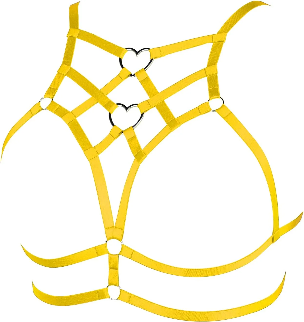 Punk Body Harness Gothic Lingerie Womens Plus Size Waist Cage Breast Hollow-Out Bra Strappy Tops Peach Shape at Chest Belts