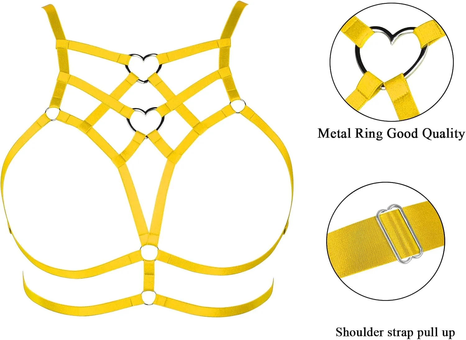Punk Body Harness Gothic Lingerie Womens Plus Size Waist Cage Breast Hollow-Out Bra Strappy Tops Peach Shape at Chest Belts