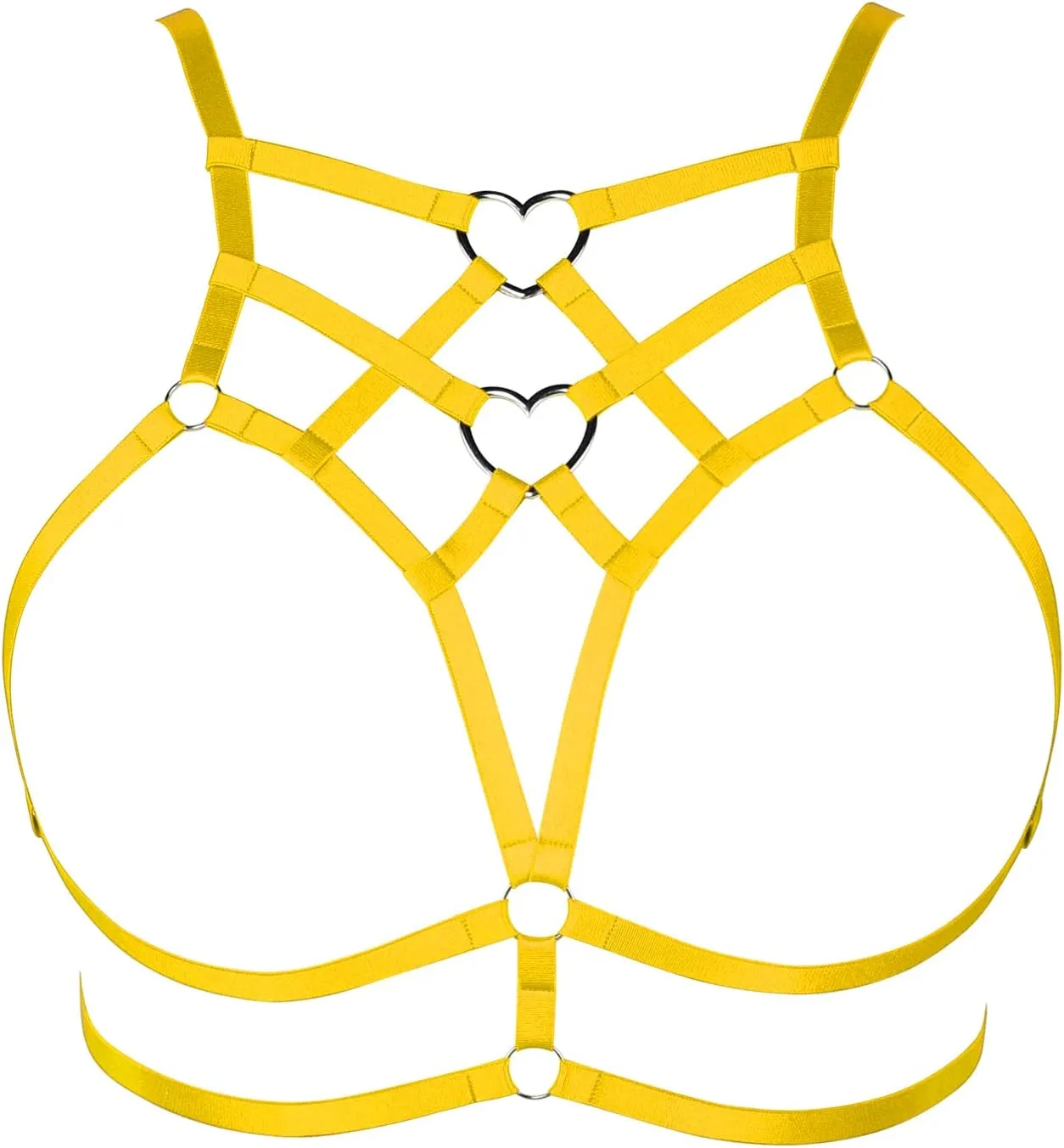 Punk Body Harness Gothic Lingerie Womens Plus Size Waist Cage Breast Hollow-Out Bra Strappy Tops Peach Shape at Chest Belts