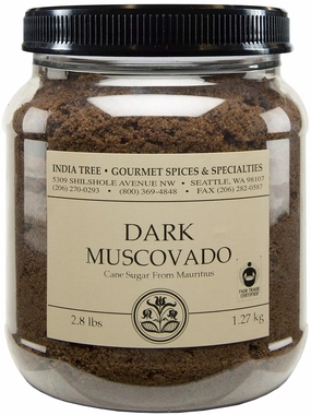 Pure Dark Muscovado Sugar, All-Natural Gourmet Sweetener for Coffee, Tea, and Baking , 3.0 Lb Canister (Pack of 1)
