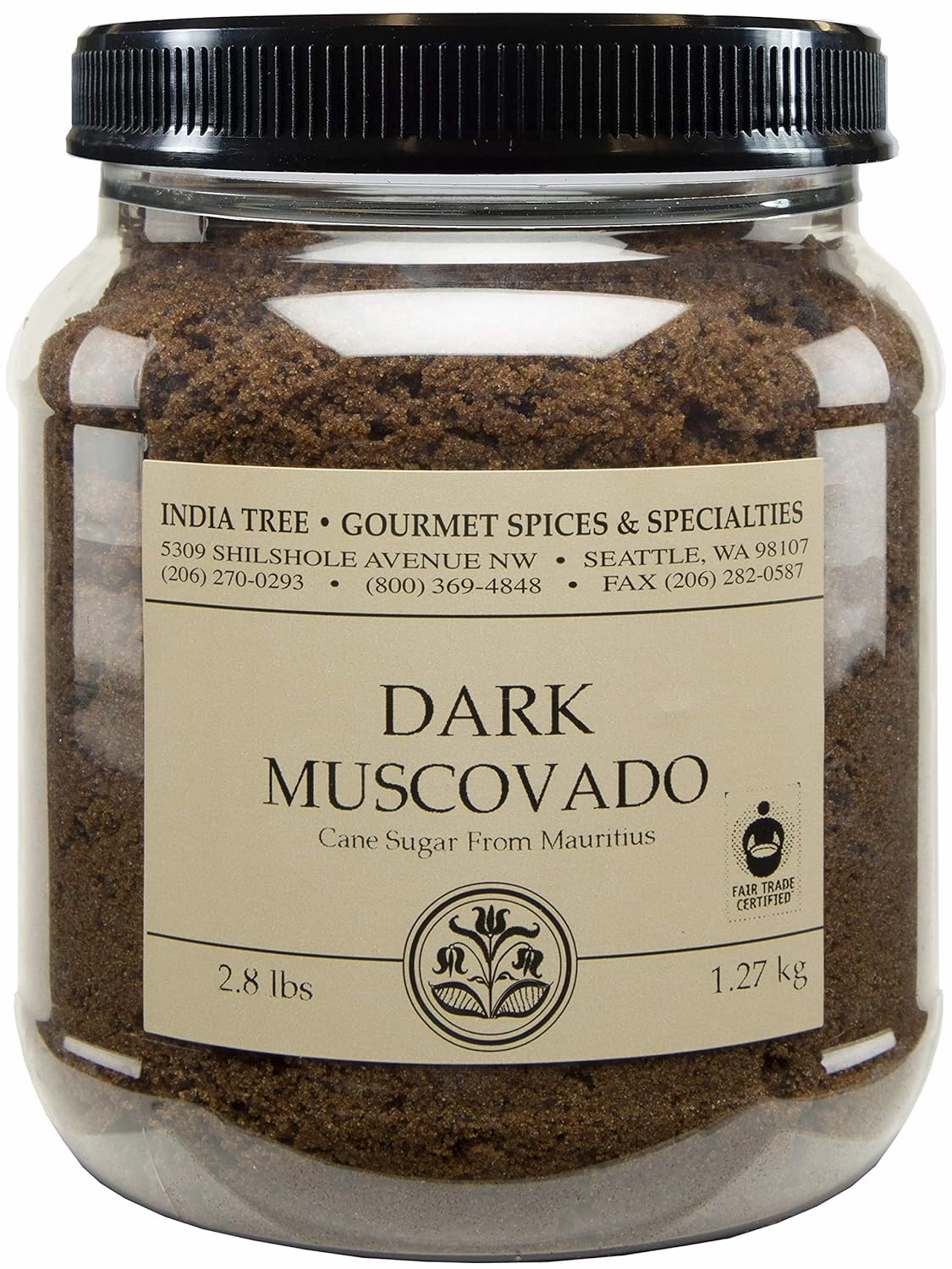 Pure Dark Muscovado Sugar, All-Natural Gourmet Sweetener for Coffee, Tea, and Baking , 3.0 Lb Canister (Pack of 1)
