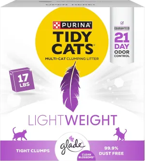 Purina Tidy Cats Low Dust, Multi Cat, Clumping Cat Litter, LightWeight Glade Clean Blossoms - 17 lb. Box