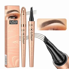 Q706 Eyebrow Pen, 4 Tipped, Precise, Long-lasting, Waterproof Eyebrow Makeup (1#Light Brown)