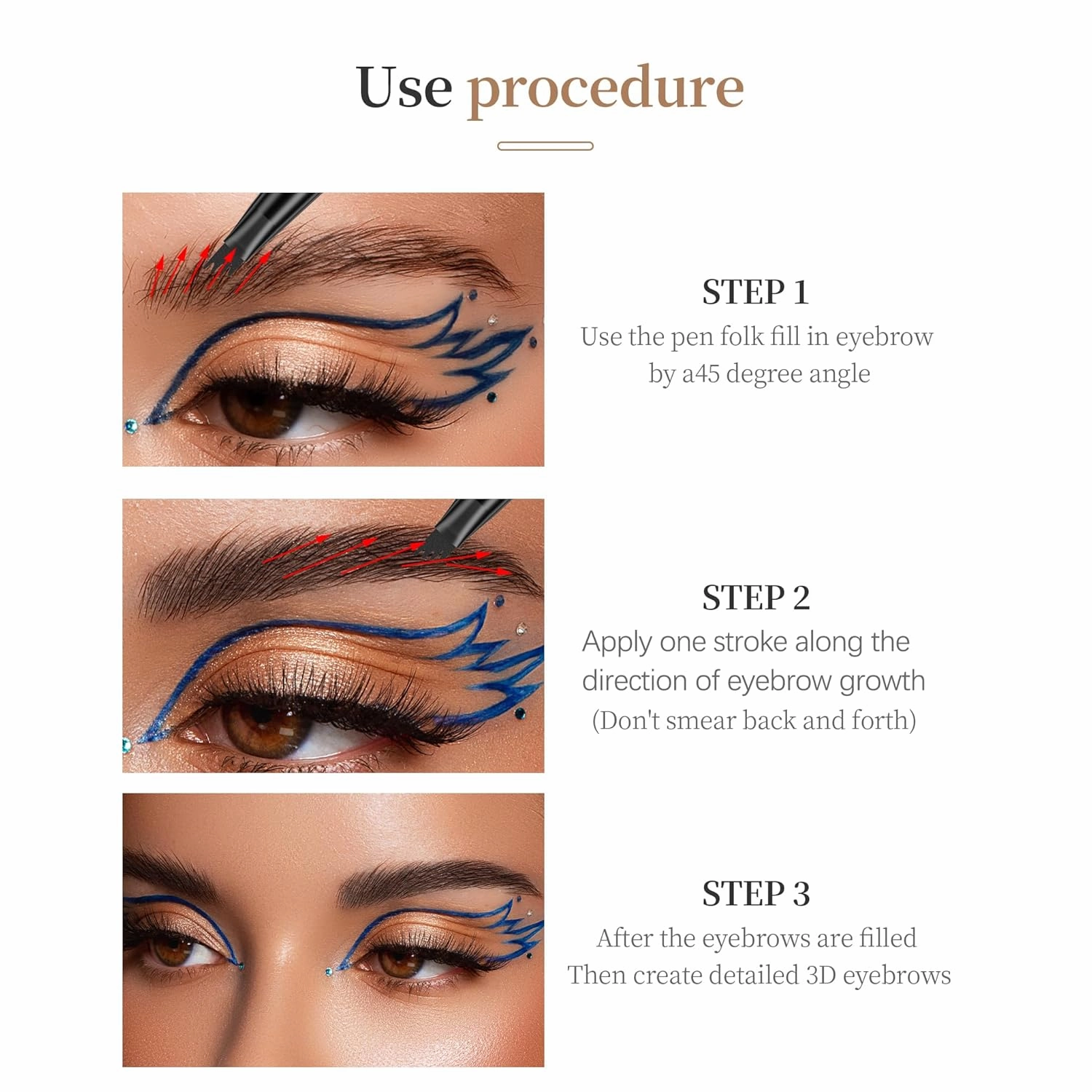 Q706 Eyebrow Pen, 4 Tipped, Precise, Long-lasting, Waterproof Eyebrow Makeup (1#Light Brown)