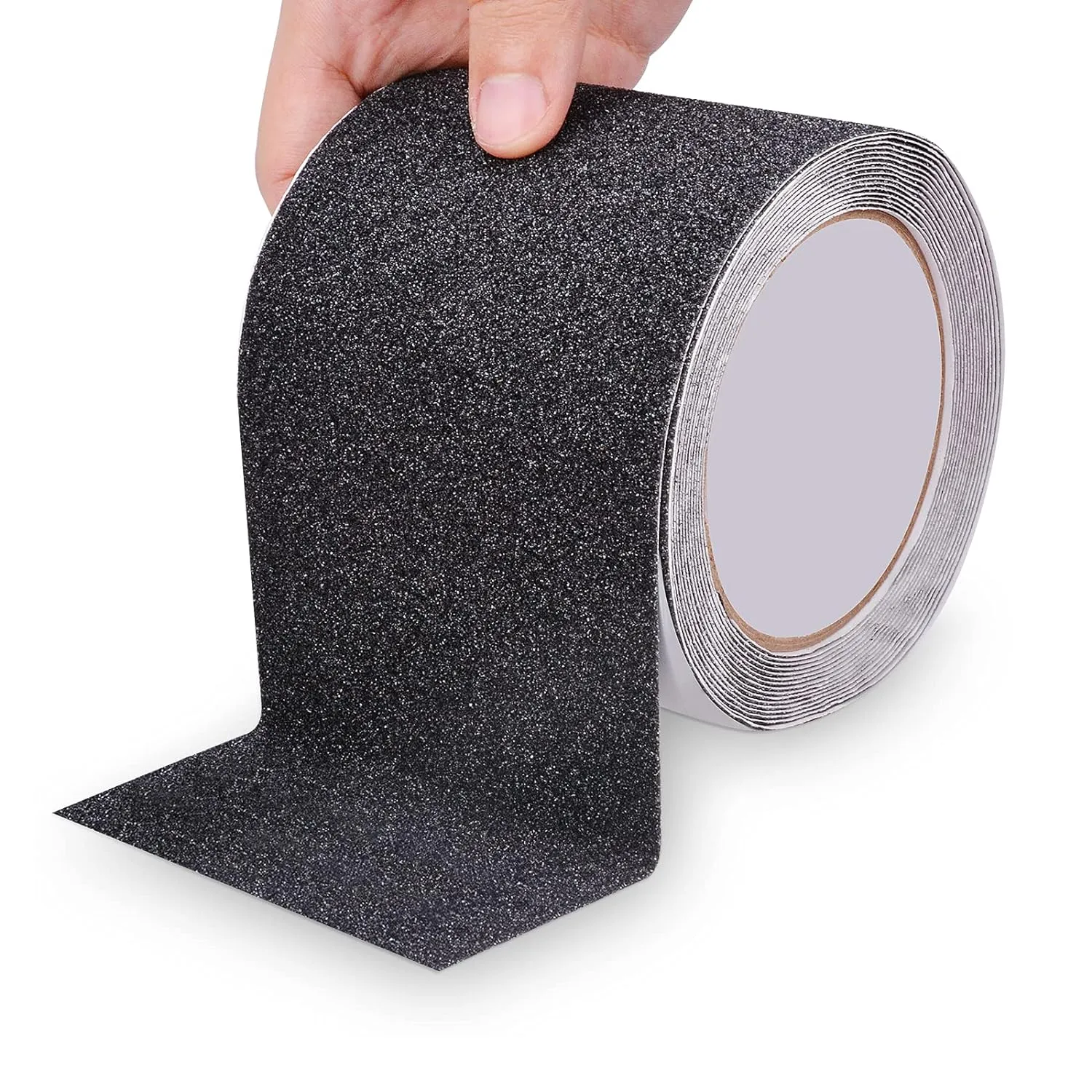 Qingluan Anti Slip Tape, Heavy Duty Grip Tape Outdoor Waterproof, High Adhesive Traction Safety Tape for Stairs, Tread Steps, Ramps, Skateboards (Black, 44 Inch x 33 Feet)