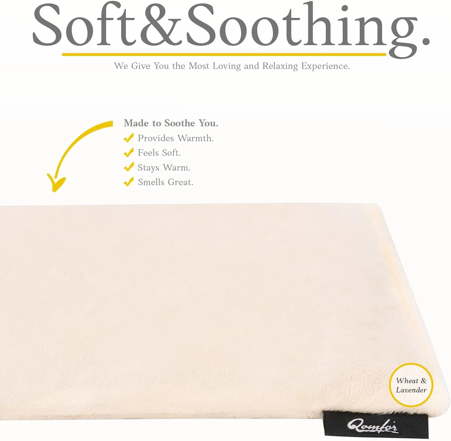 Qomfor Microwave Heating Pad - Large Microwavable Wheat Bag Heat Pack for Neck and Shoulders, Pain Relief, Back Pain, Arthritis, Period Cramps - Reusable Lavender Heating Pad (Champagne)
