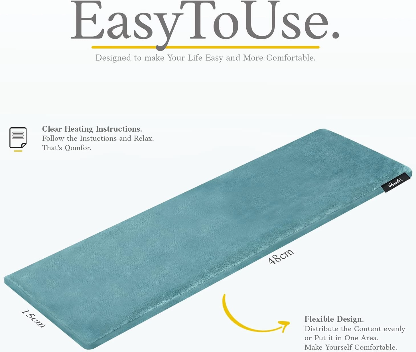 Qomfor Microwave Heating Pad - Large Microwavable Wheat Bag Heat Pack for Neck and Shoulders, Pain Relief, Back Pain, Arthritis, Period Cramps - Reusable Lavender Heating Pad (Green Blue)