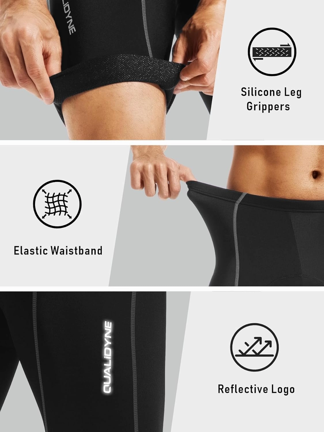 Qualidyne Men's Cycling Bike Shorts 3D Padded Biking Pants Cycle Shorts