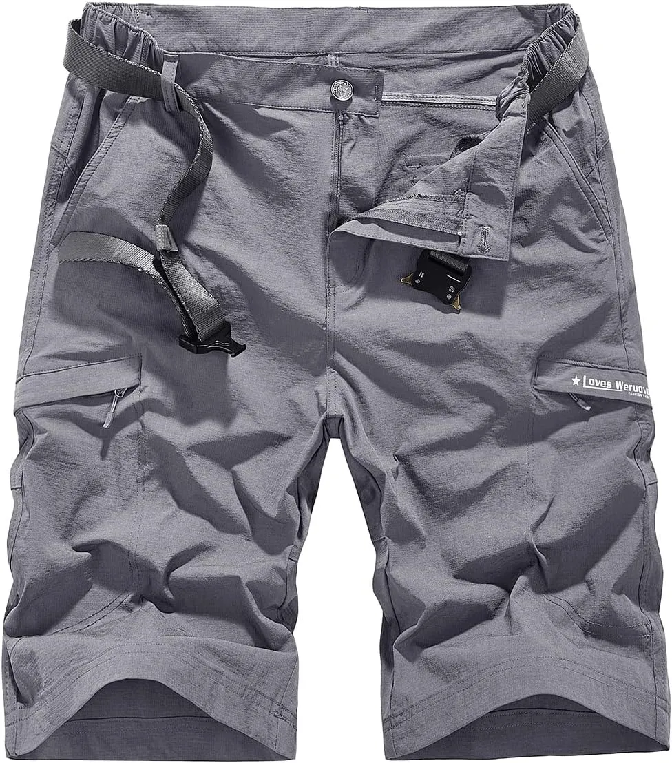 Quick Dry Cargo Hiking Strectchy Shorts Men's Outdoor Summer Causal Work Multi-Pocket Short (No Belt)