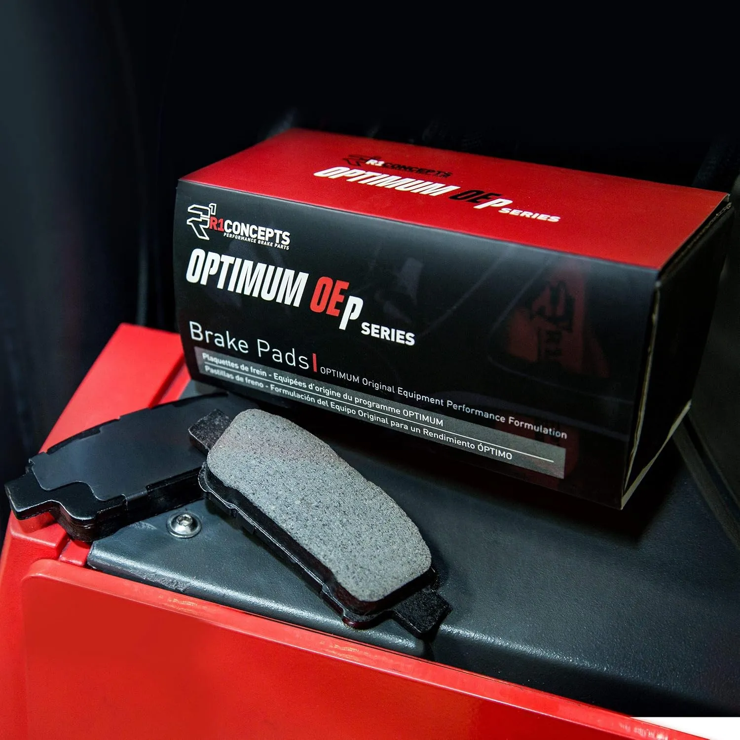 R1 Concepts Rear Optimum Oep Series Brake Pad With Rubber Steel Rubber Shims
