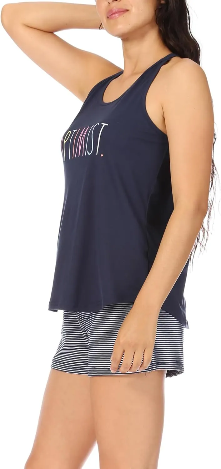 Rae Dunn Women's Sleepwear, Tank and Shorts Womens Pajama Sets, Soft Summer Loungewear