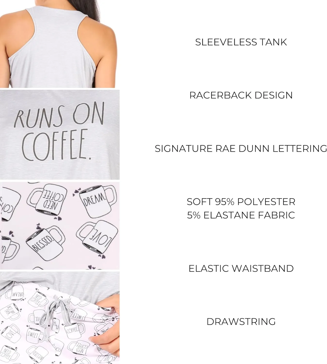 Rae Dunn Women's Sleepwear, Tank and Shorts Womens Pajama Sets, Soft Summer Loungewear