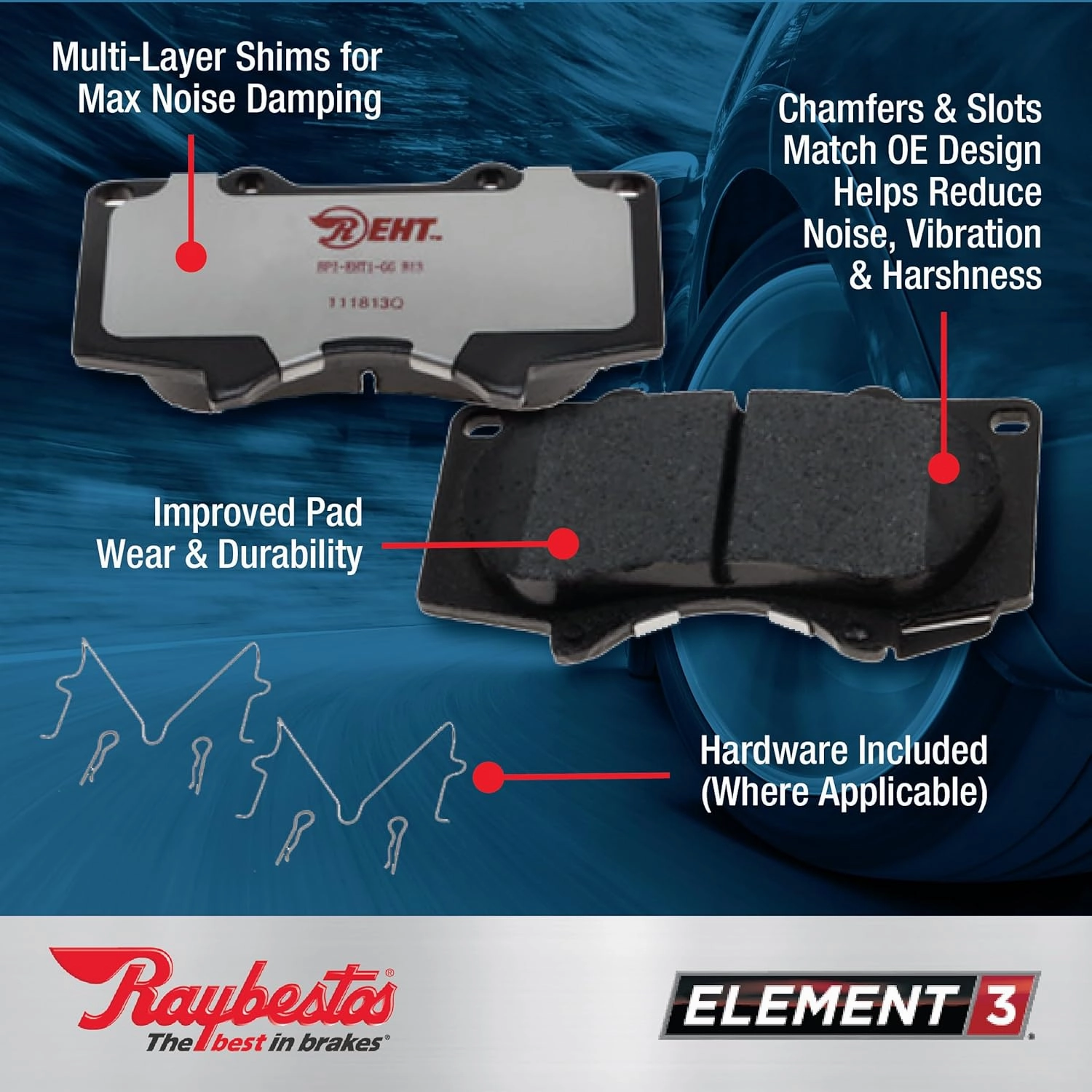 Raybestos Element3 Automotive Replacement Front Brake Pad Set for Select Ford, Lincoln (EHT2087H)
