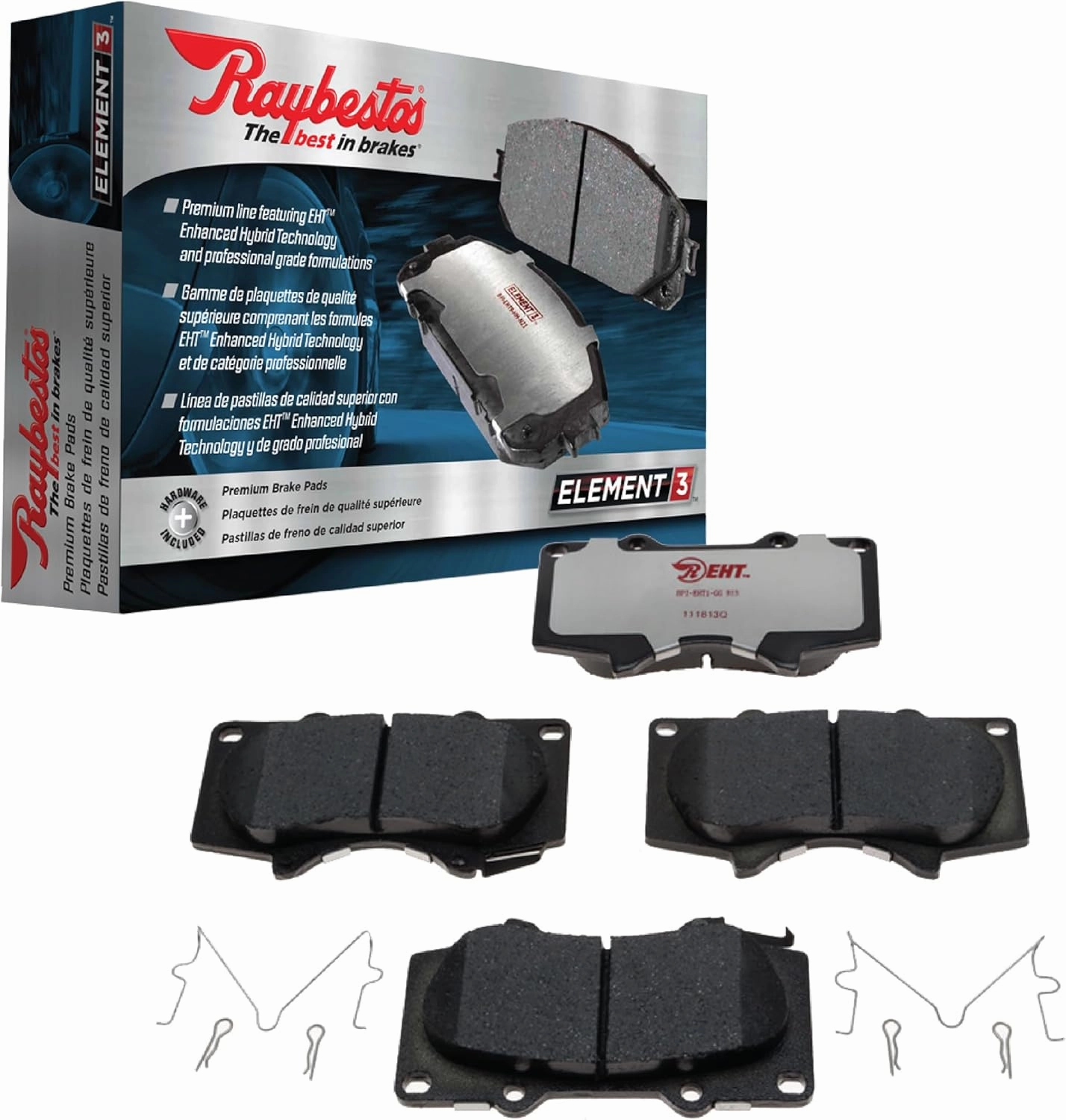 Raybestos Element3 EHT™ Automotive Replacement Front Brake Pad Set for Selected Lexus LX570, Toyota (Land Cruiser/Sequoia/Tundra) Model Years (EHT1303H)