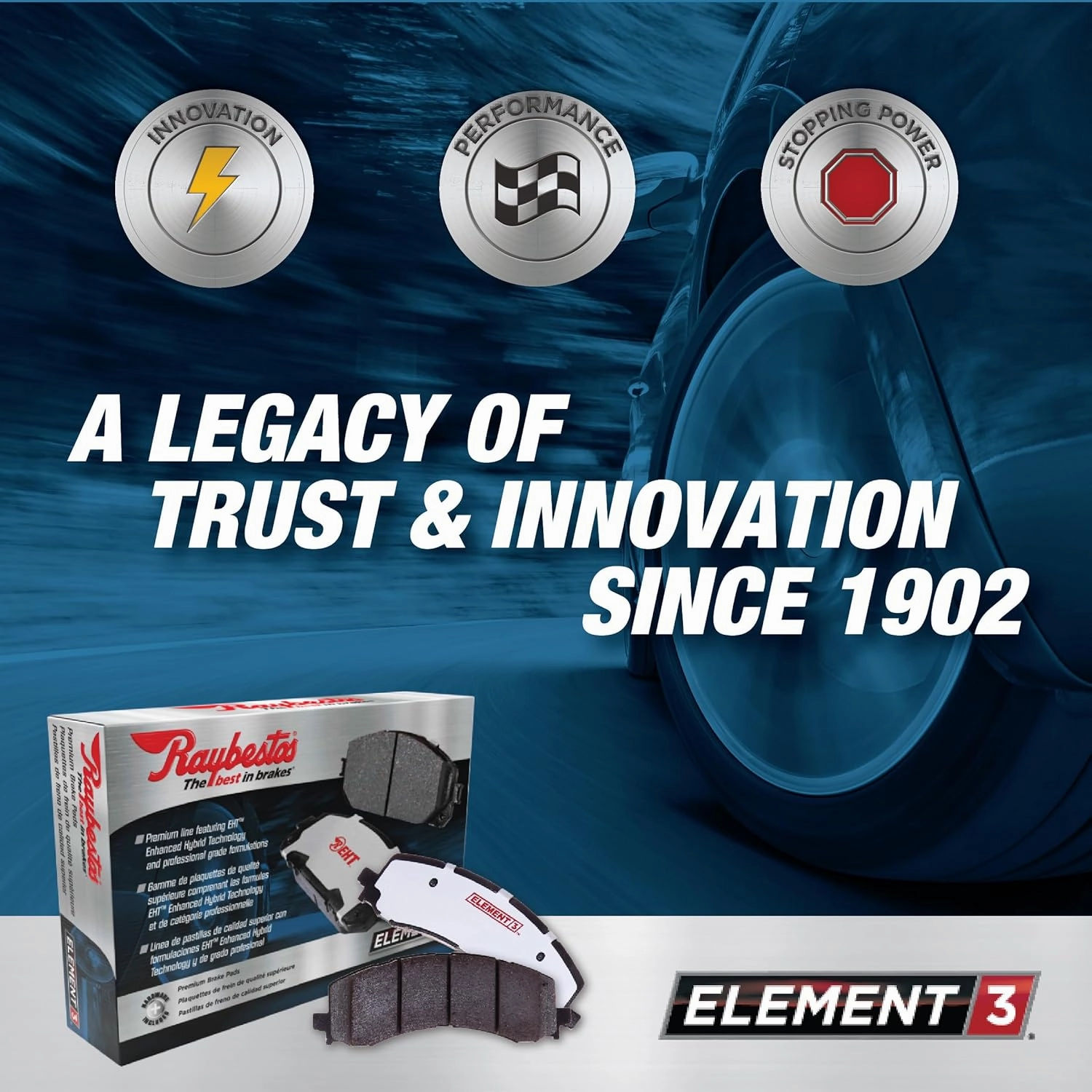 Raybestos Element3 EHT™ Automotive Replacement Rear Brake Pad for Select Nissan (Altima, Rogue, Sentra, Murano, Maxima, Pathfinder) (EHT905H)