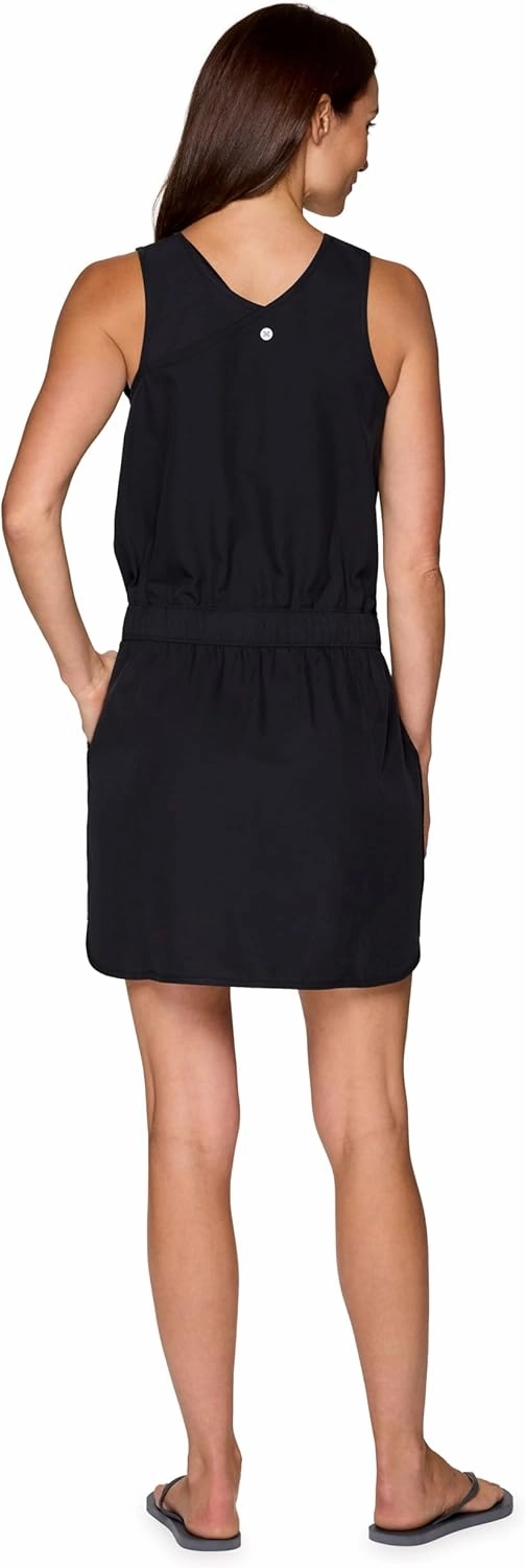 RBX Tank Dress for Women, Quick Drying Stretch Woven Hiking Golf Dress, Drawstring Waist Beach Dress Coverup with Pockets