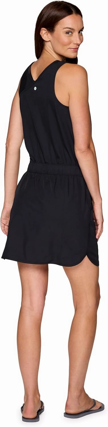 RBX Tank Dress for Women, Quick Drying Stretch Woven Hiking Golf Dress, Drawstring Waist Beach Dress Coverup with Pockets