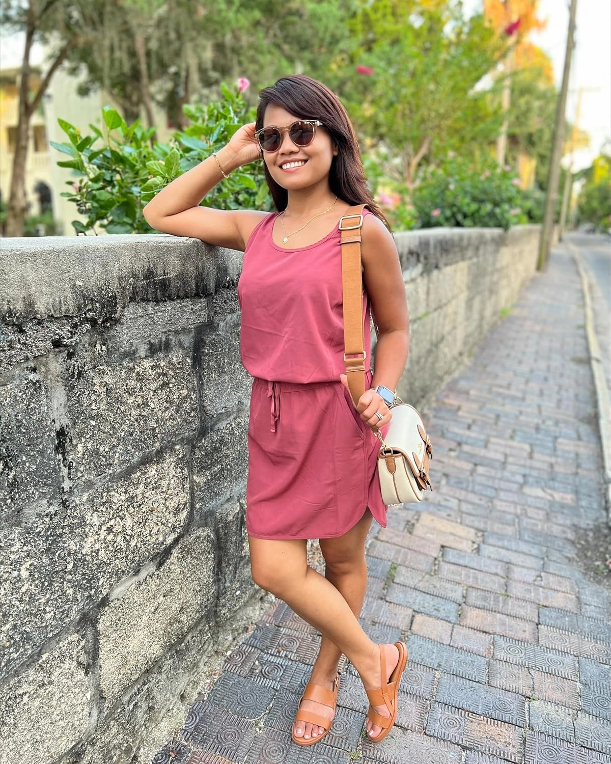 RBX Tank Dress for Women, Quick Drying Stretch Woven Hiking Golf Dress, Drawstring Waist Beach Dress Coverup with Pockets