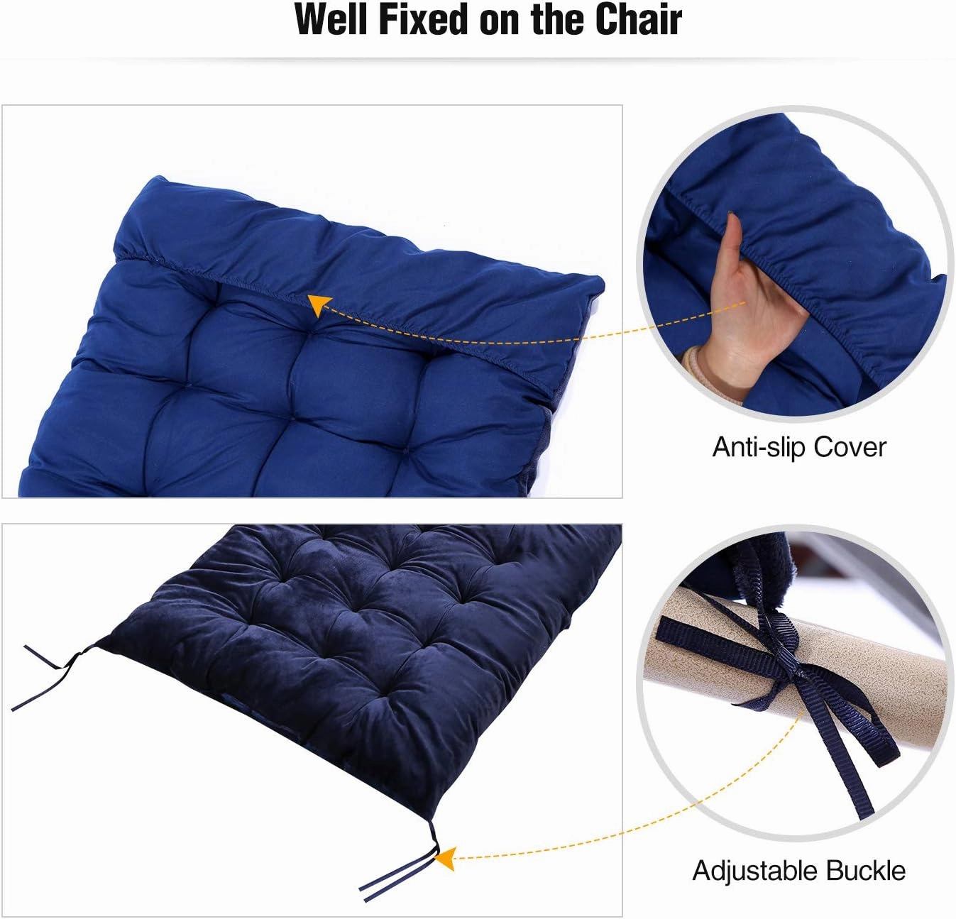 REDCAMP Extra Large Zero Gravity Chair Cushion for Patio Furniture, Thicker Soft Comfortable Velvet Lounge Chair Cushion Pad for Outside Outdoor Indoor Home Office, Blue 65"x21"