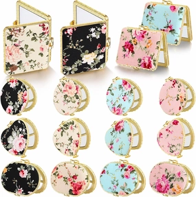 Remerry 48 Pieces Compact Mirror for Purse Small Flower Pocket Mirror Portable Floral Retro Folding Tea Party Favors Makeup Travel for Women Mother (Vivid Style)