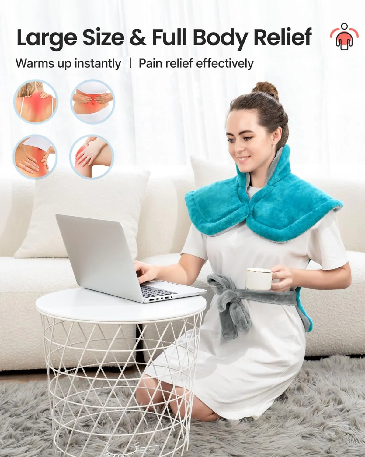 RENPHO Heating Pad for Back Pain Relief, Mothers Day & Birthday Gifts for Grandma Her Him, FSA HSA Eligible, Edge Weighted Electric Heat Pad for Neck and Shoulder, ETL Certified, 24"x33", Gray Green
