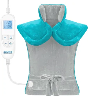 RENPHO Heating Pad for Back Pain Relief, Mothers Day & Birthday Gifts for Grandma Her Him, FSA HSA Eligible, Edge Weighted Electric Heat Pad for Neck and Shoulder, ETL Certified, 24"x33", Gray Green