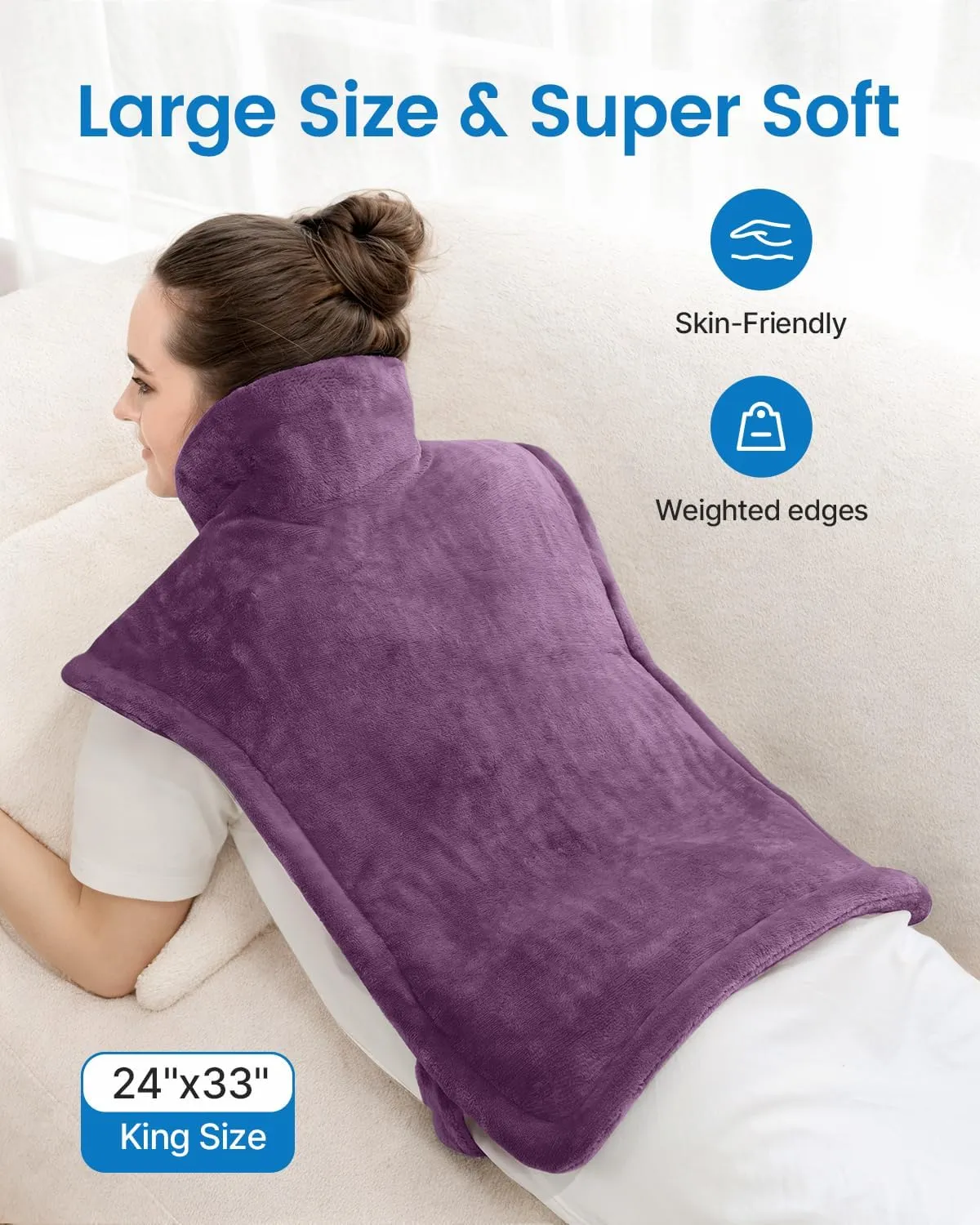 RENPHO Heating Pad for Neck and Shoulders and Back Pain Relief, Father's Day Gifts & Birthday Gifts for Mom Wife Grandma Women, FSA HSA Eligible Heat Pad, Fast Heating, ETL Certified, 24"x33", Purple