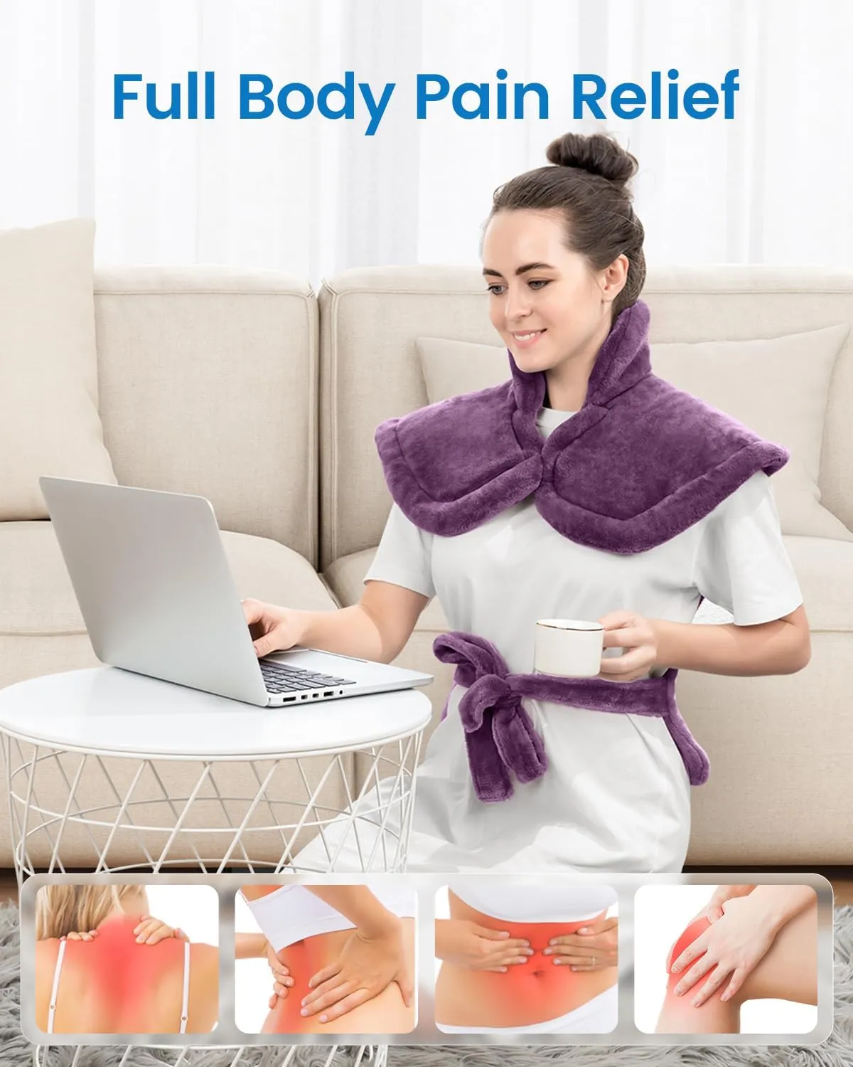 RENPHO Heating Pad for Neck and Shoulders and Back Pain Relief, Father's Day Gifts & Birthday Gifts for Mom Wife Grandma Women, FSA HSA Eligible Heat Pad, Fast Heating, ETL Certified, 24"x33", Purple