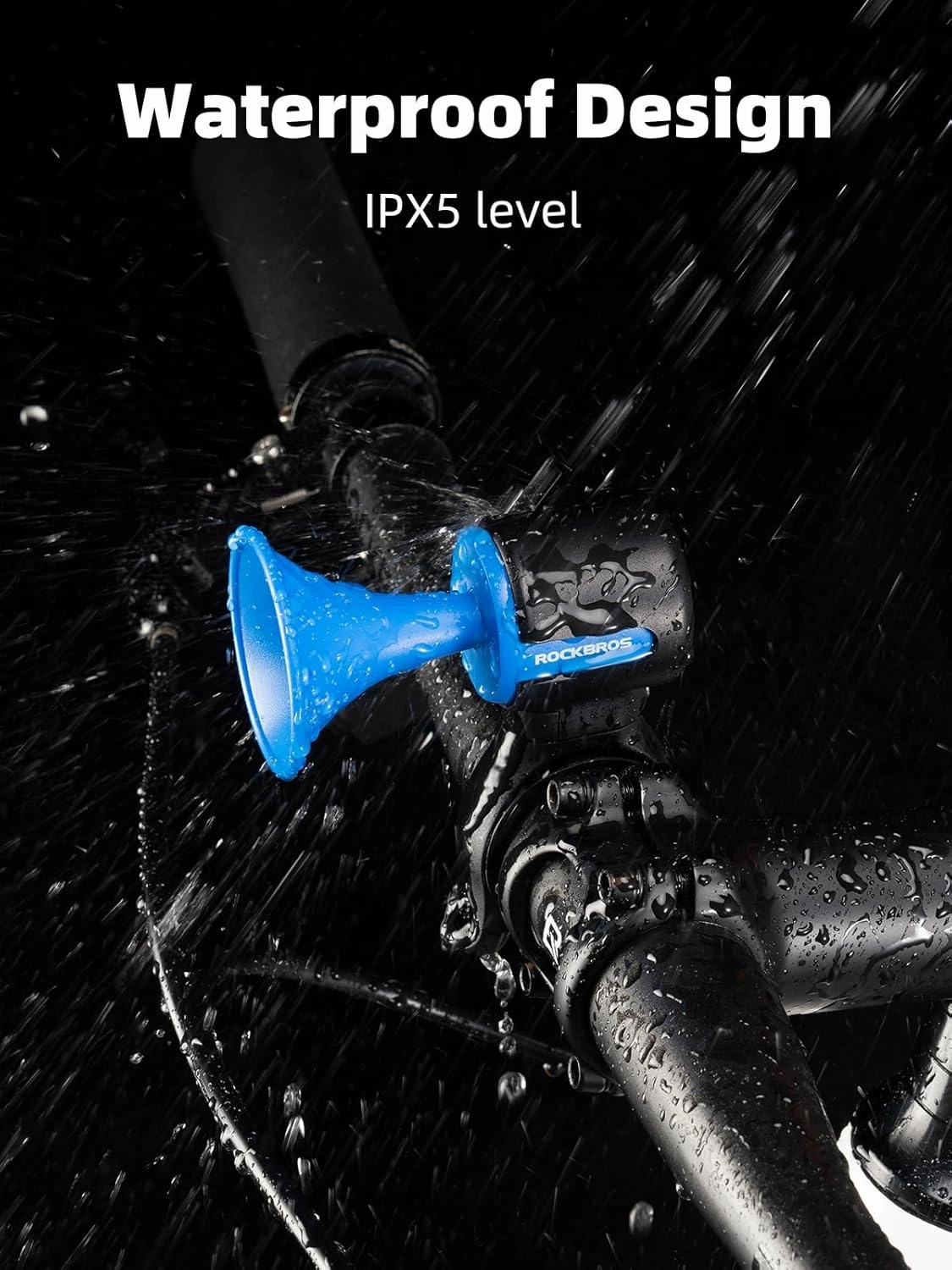 ROCKBROS Electric Bike Horn 120dB Adults Kids Electronic Bicycle Horn Alarm IPX5 Handlebar USB Rechargeable